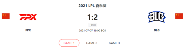 “2021LPL夏季赛7.7FPX vs BLG比赛介绍