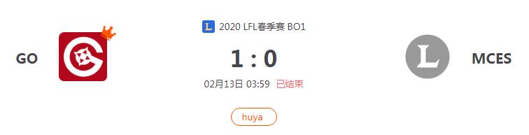 “2020LFL春季赛 BO1 GO VS MCES比赛介绍