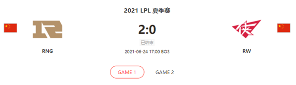 “2021LPL夏季赛6.24RNG vs RW比赛介绍