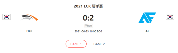 “2021LCK夏季赛6.23HLE vs AF比赛介绍