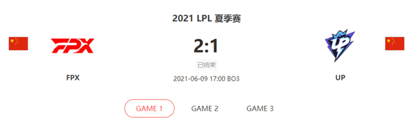 “2021LPL夏季赛6.9FPXvsUP比赛介绍