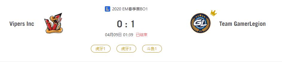 “2020EM春季赛Vipers Inc VS Team GamerLegion比赛介绍